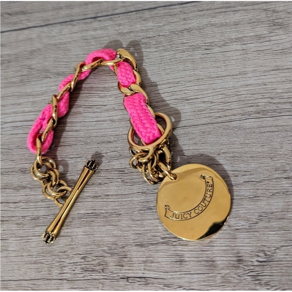 Gold and Pink Juicy Couture Chain Toggle Bracelet - Picture 4 of 6